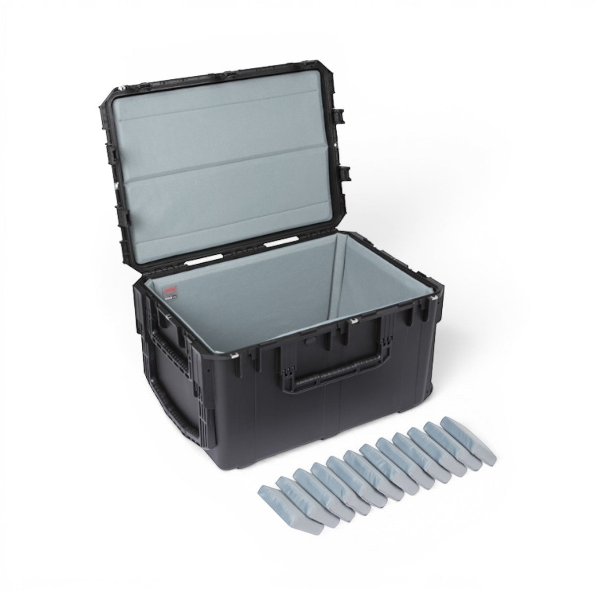 SKB Cases iSeries 3021-18 waterproof equipment case in black with grey Nylex-wrapped foam liner and adjustable dividers