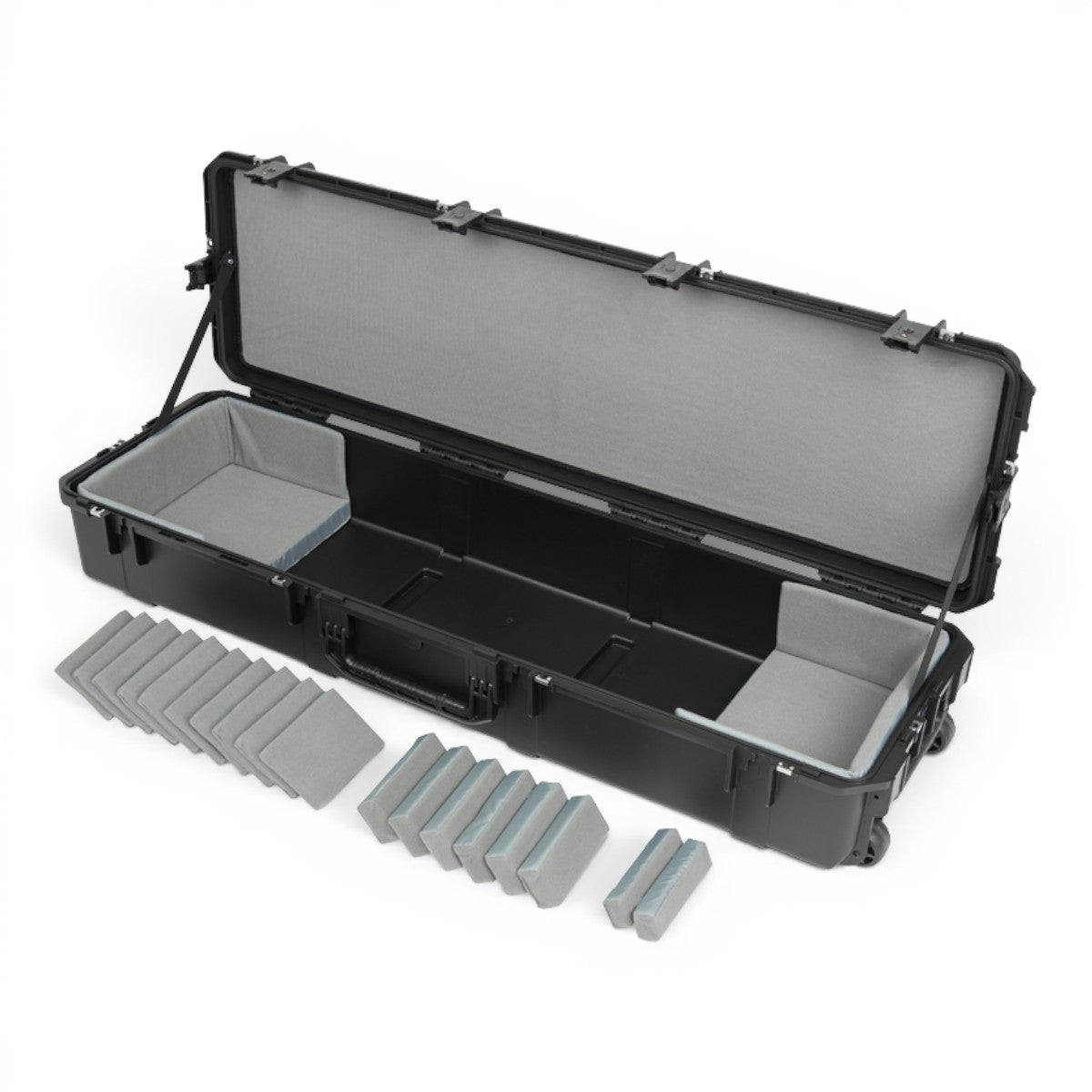 SKB Cases iSeries 88-note keyboard case in black with customizable grey foam interior pads for secure instrument storage