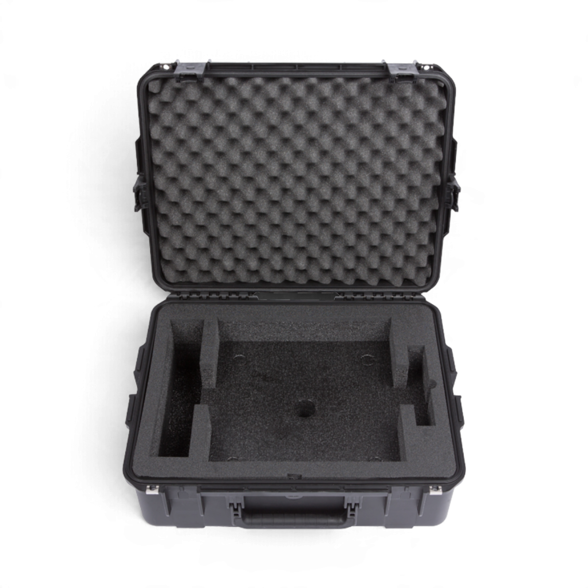 SKB Cases iSeries waterproof hard case with custom foam interior for Alesis Strike Multipad, open view.