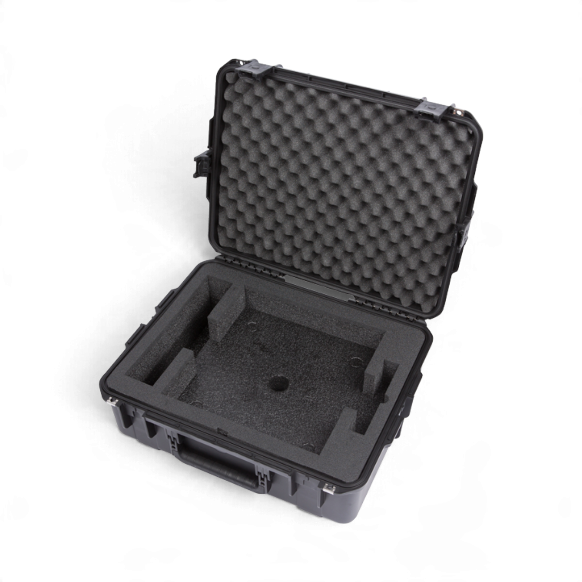 SKB Cases iSeries waterproof hard case with custom foam interior for Alesis Strike Multipad, open view.