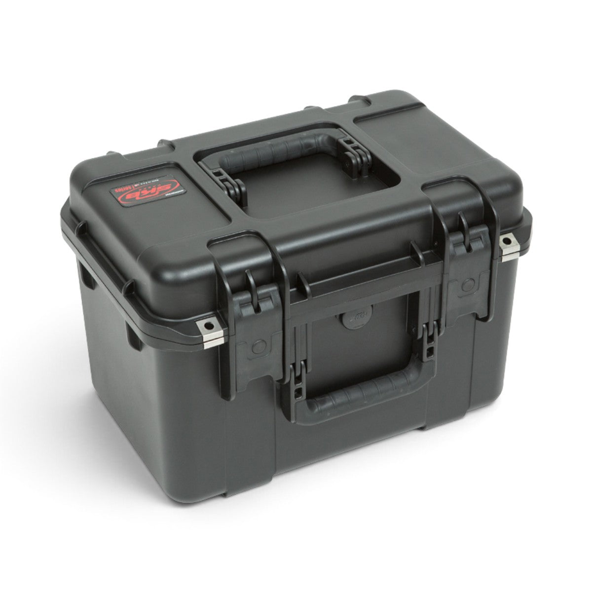 SKB Cases iSeries 1610-10 black injection molded waterproof handgun case with a durable handle and secure latches.
