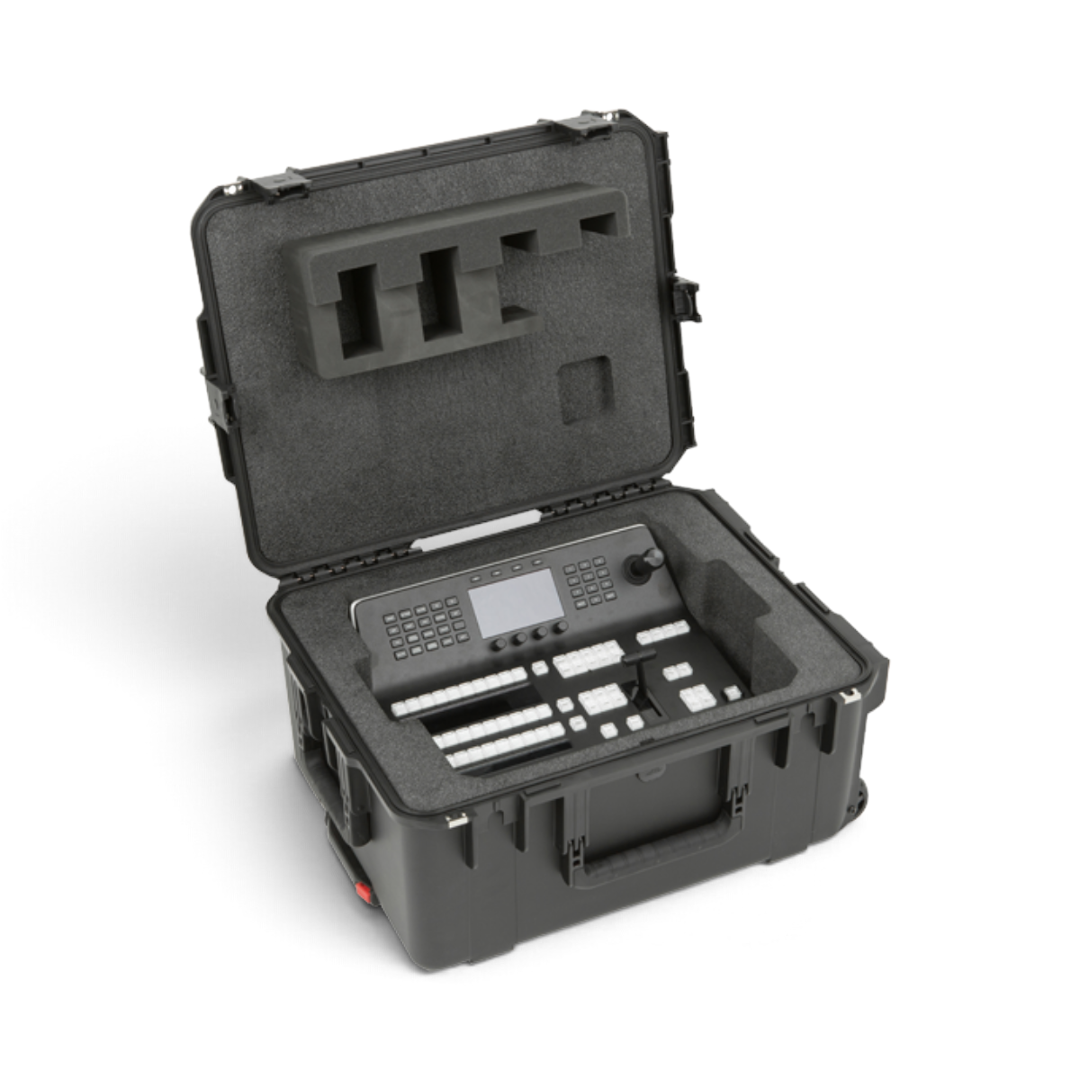 SKB Cases iSeries waterproof hard case with custom foam interior holding a Blackmagic Design control panel