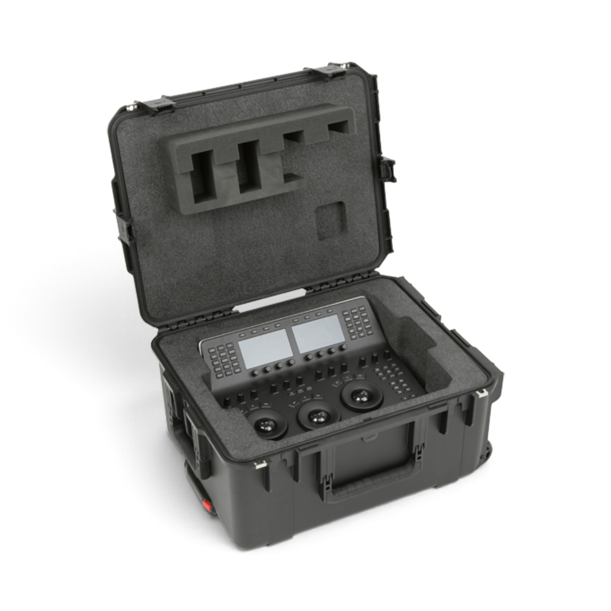SKB Cases iSeries waterproof hard case with custom PE foam interior holding a Blackmagic Design control panel