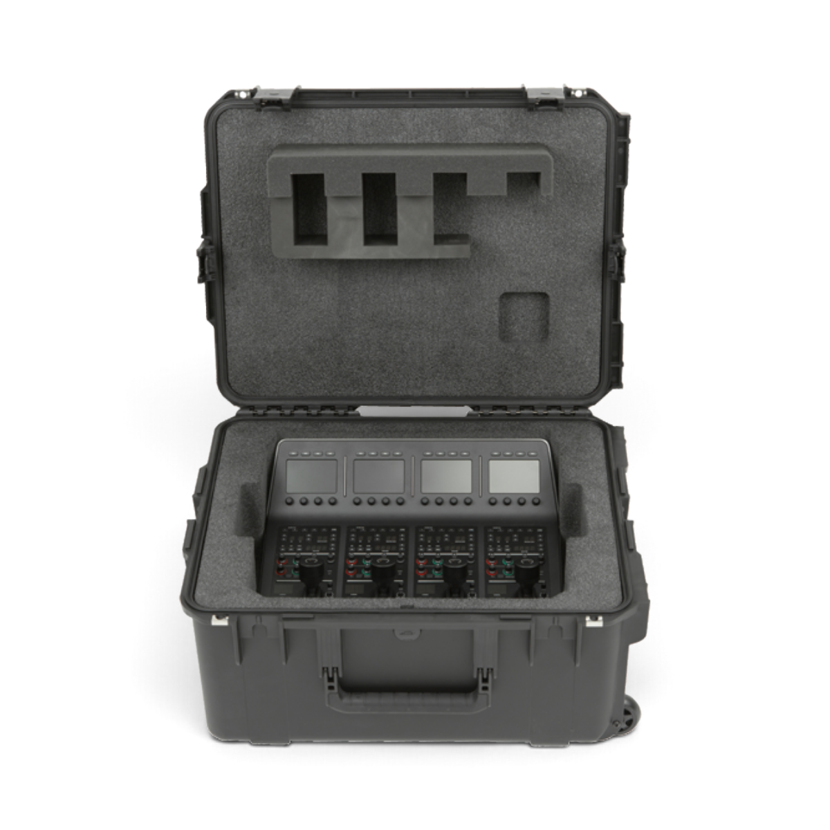 SKB Cases iSeries waterproof hard case with custom foam interior holding a Blackmagic Design control panel