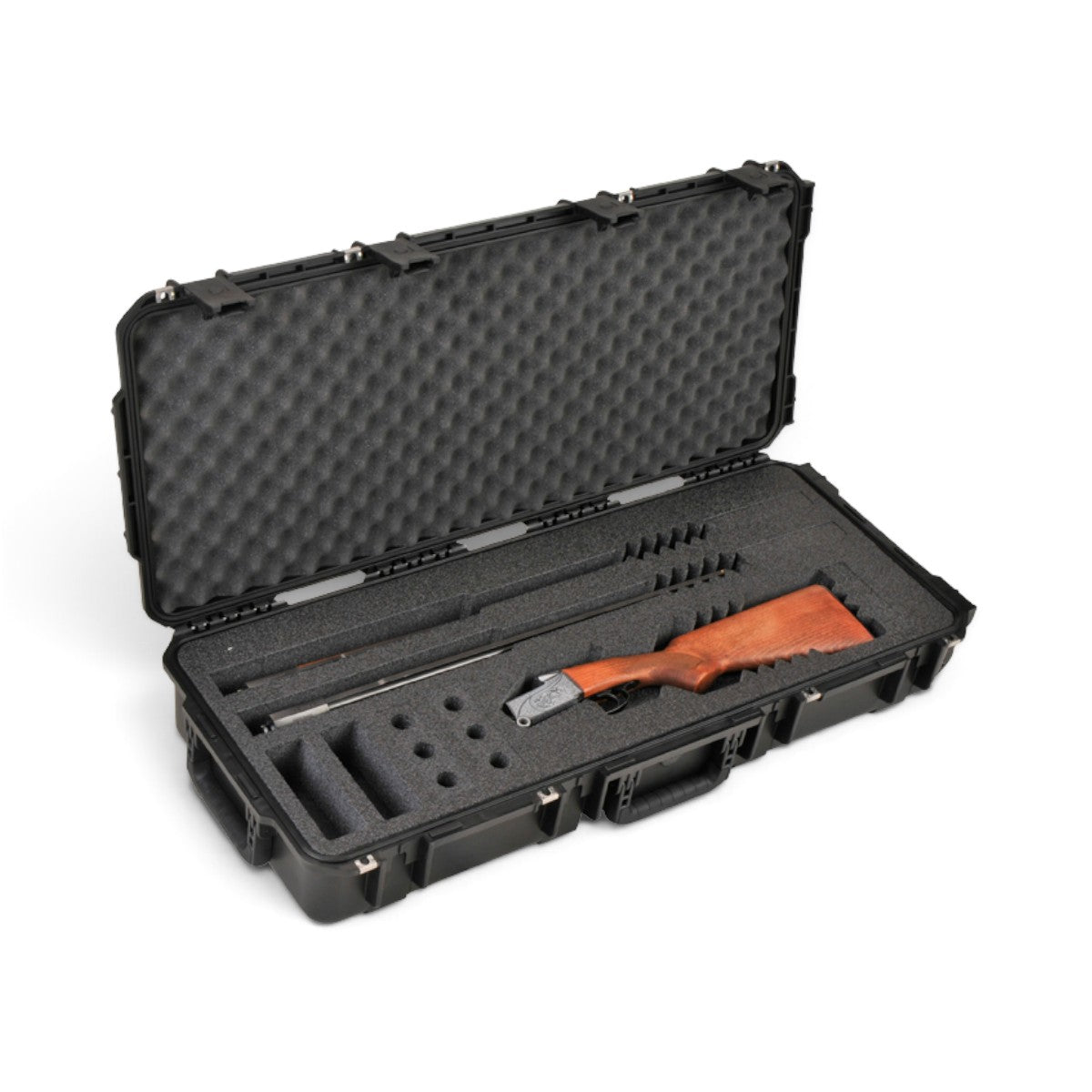SKB Cases iSeries 3614-6 black waterproof breakdown shotgun case with custom foam interior for receiver and barrels