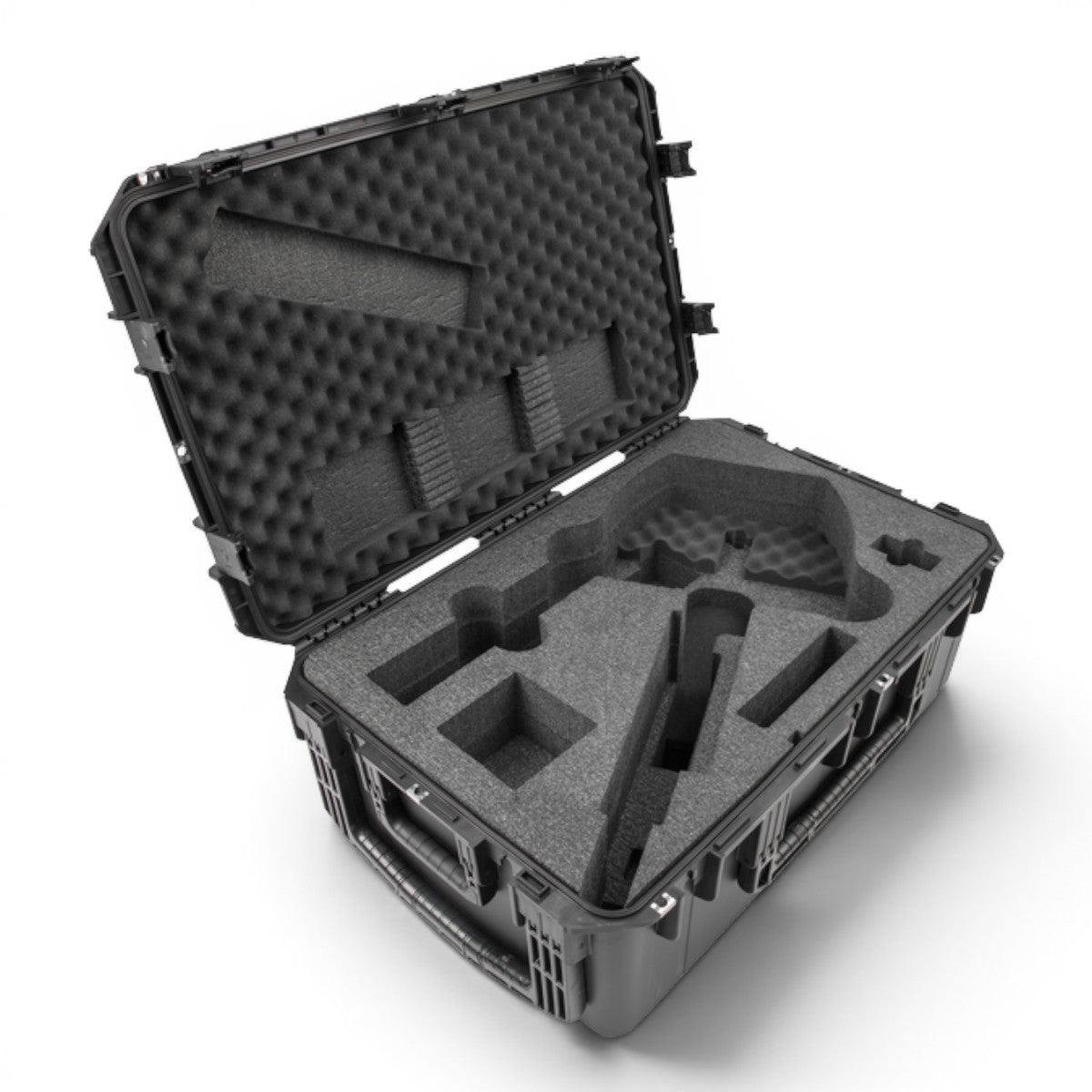 SKB Cases iSeries 3019-12 black waterproof crossbow case with custom cut foam interior for Mission Sub-1 crossbows.