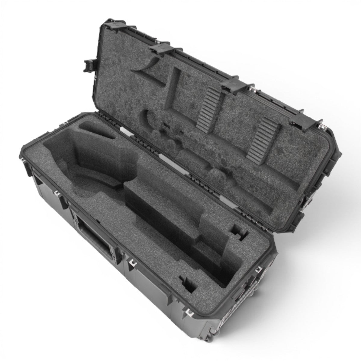 SKB Cases iSeries crossbow case with custom foam interior for Ravin R5X and R10X models, open view.