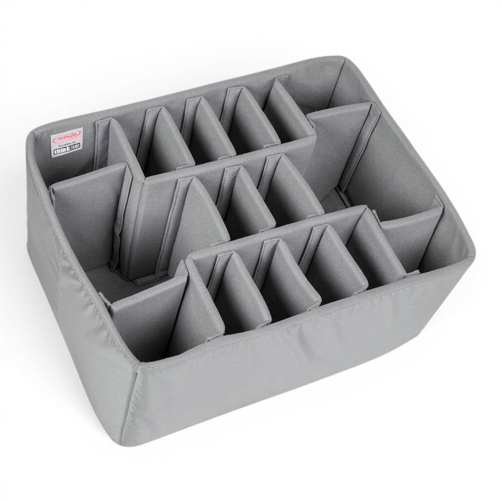 SKB Cases iSeries 2217-12 Think Tank divider set with grey Nylex-wrapped foam inserts for custom camera gear storage.