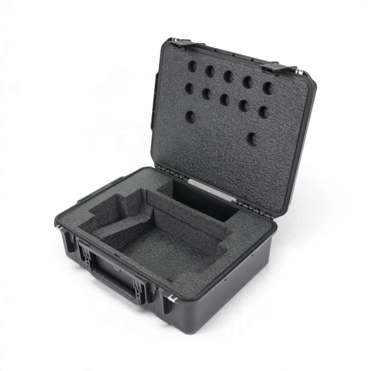 SKB Cases iSeries hard shell carrying case with custom foam interior for Fender Tone Master Pro guitar workstation.
