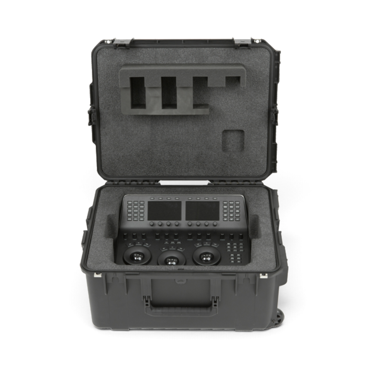 SKB Cases iSeries waterproof hard case with custom PE foam interior holding a Blackmagic Design control panel.