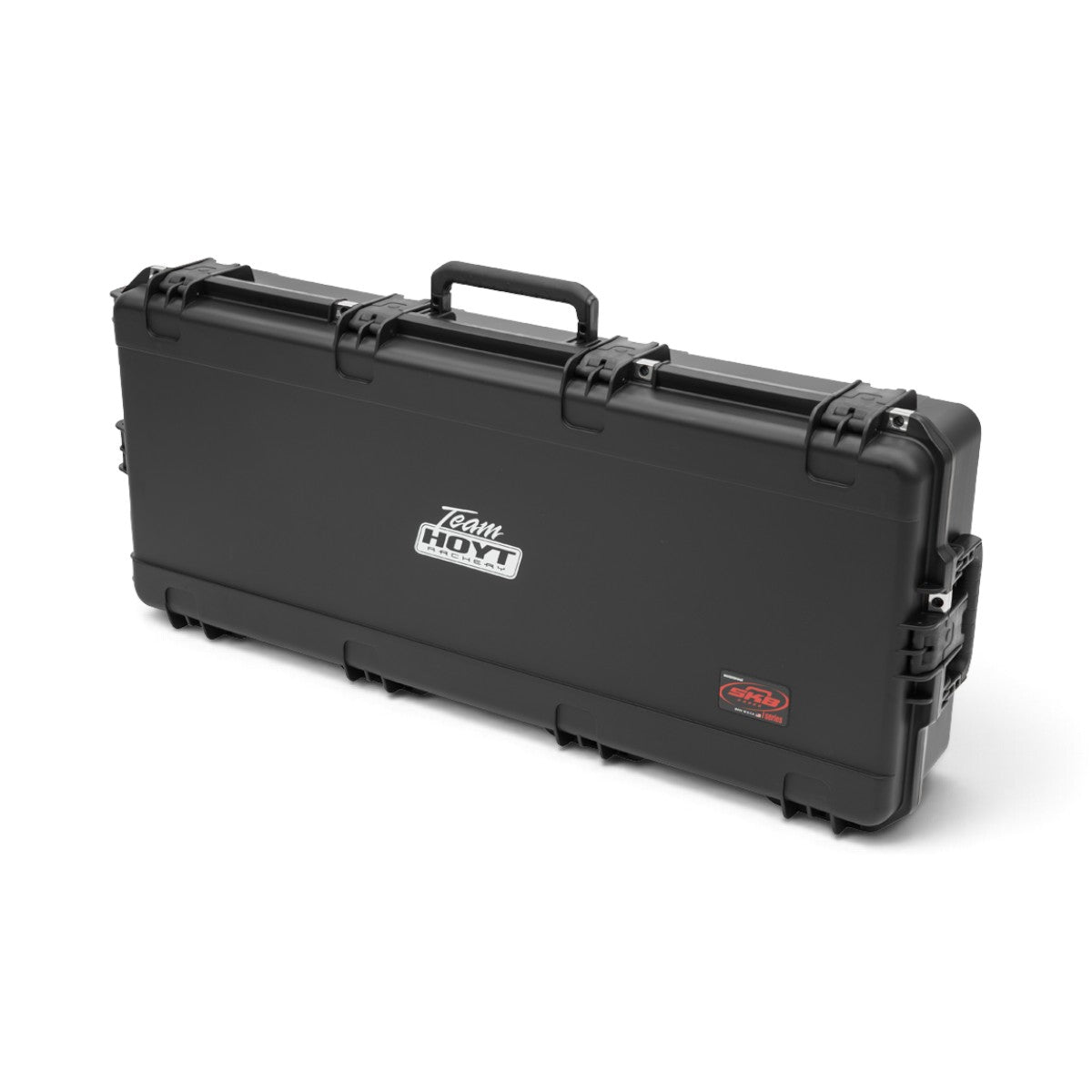 SKB Cases iSeries Hoyt REV2 black waterproof bow case with Team Hoyt logo and heavy-duty latches.