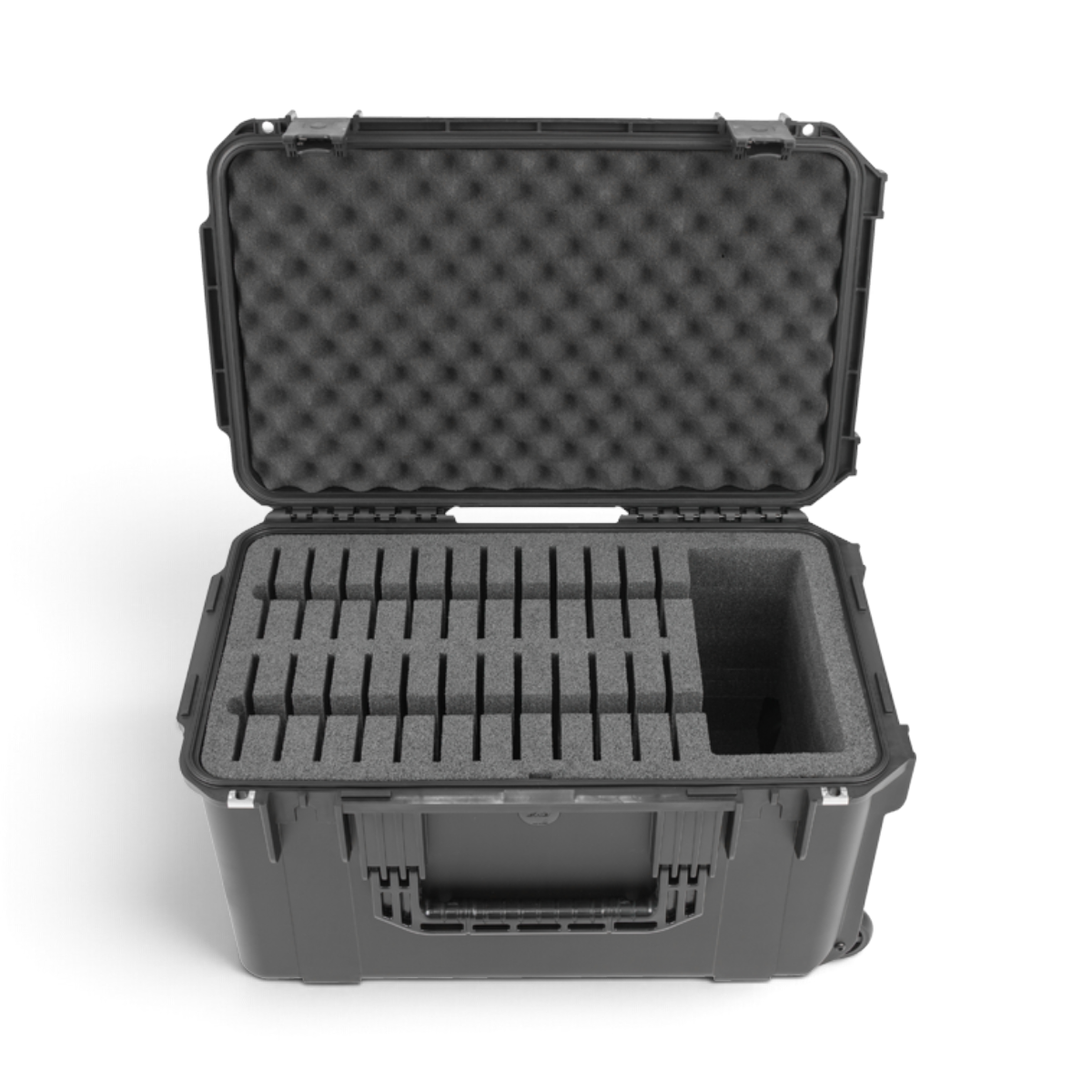 SKB Cases iSeries 2213-12 waterproof transport case with foam interior for 24 iPad Mini tablets and accessories.