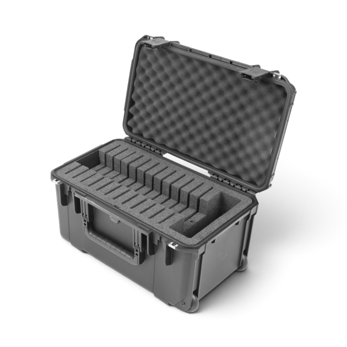 SKB Cases iSeries 2011-10 waterproof hard case with foam interior for 12 iPads and telescoping handle.