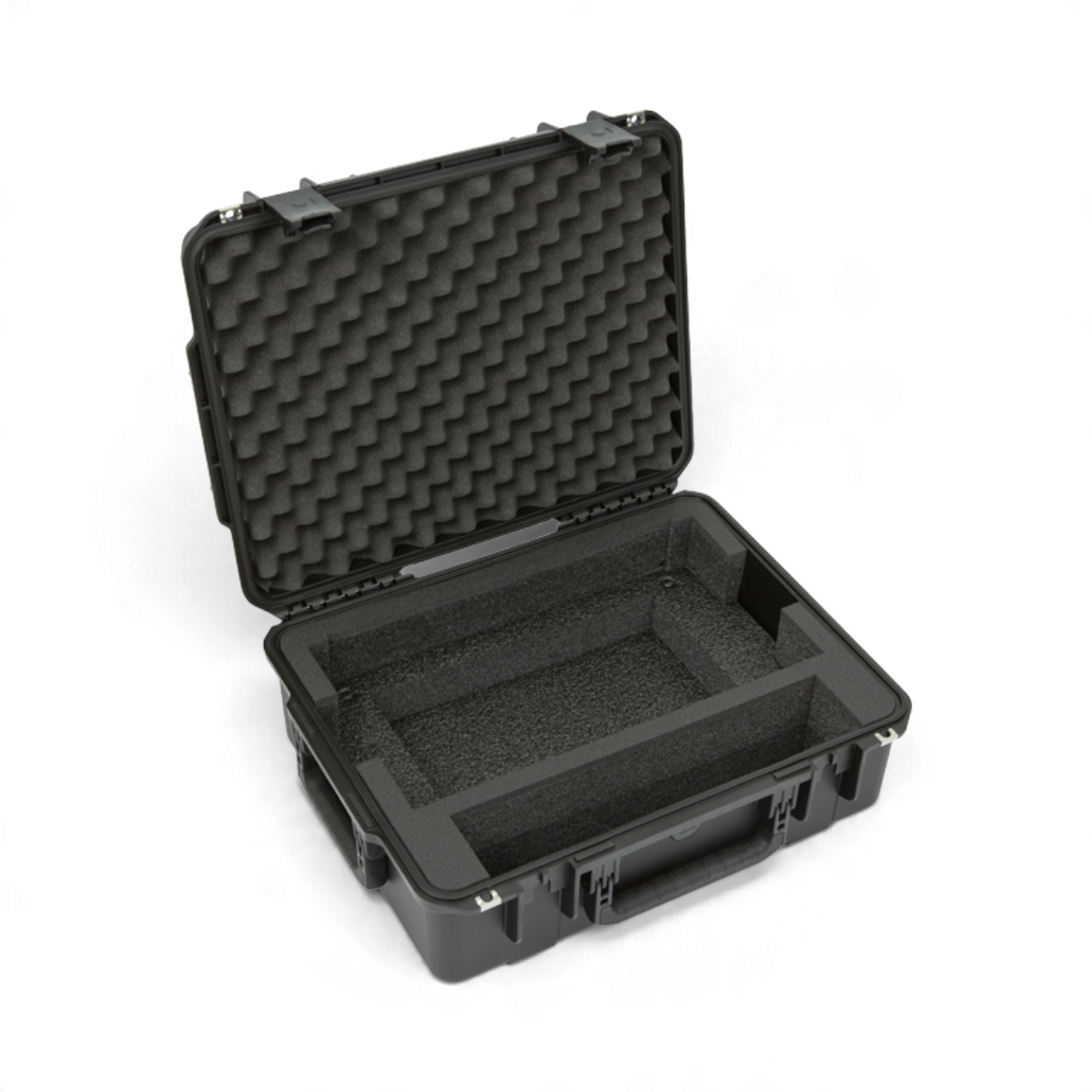 SKB Cases iSeries waterproof hard case with custom foam interior for Kemper Profiler Stage, black, open view