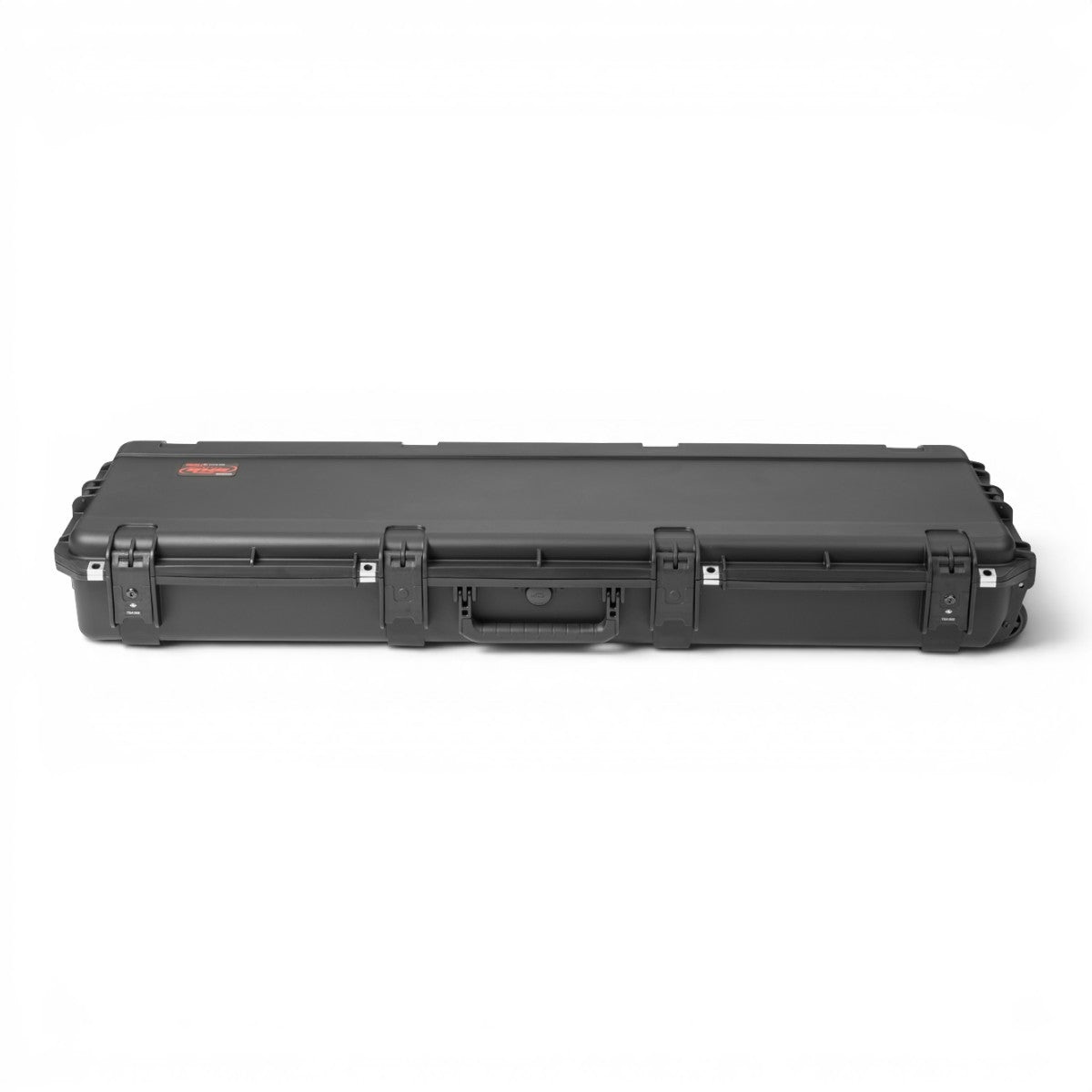 SKB Cases iSeries 5014-6 waterproof, military-grade black hard shell case for 76-note keyboards with locking latches.