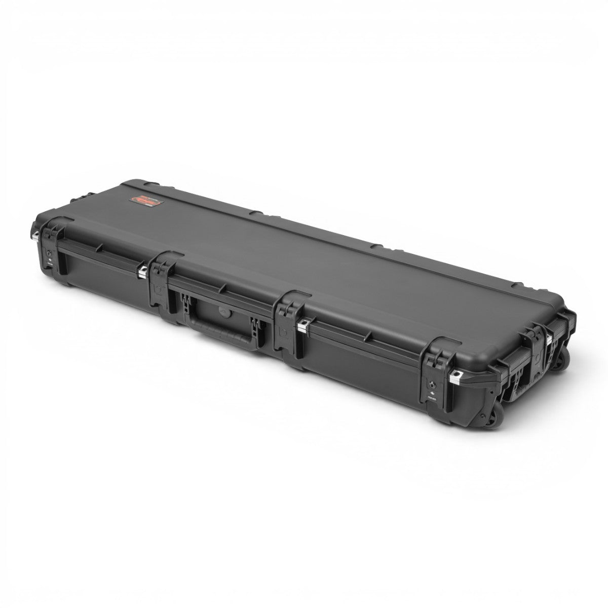 SKB Cases iSeries 5014-6 waterproof black hard shell keyboard case with TSA locking latches and wheels.