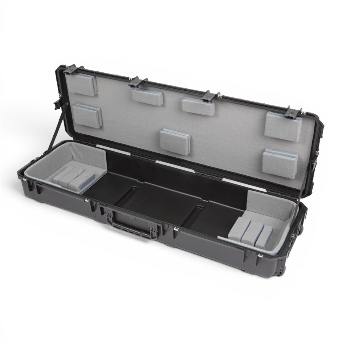 SKB Cases iSeries 88-note keyboard case with black waterproof exterior and grey customizable foam interior padding