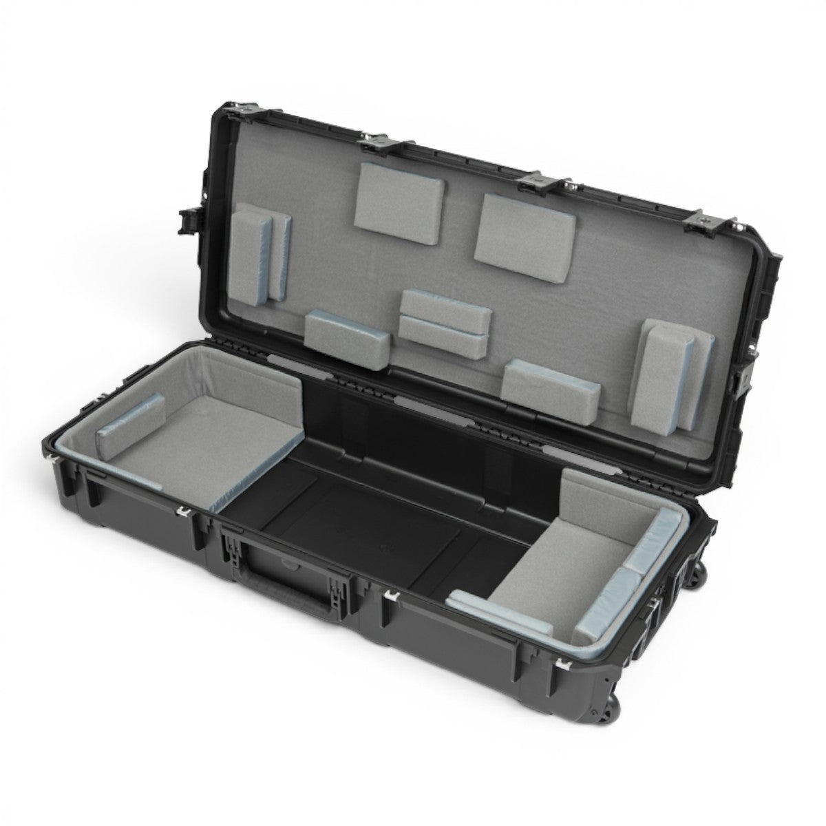 SKB Cases iSeries 61-note keyboard case with black waterproof shell and customizable grey foam interior padding