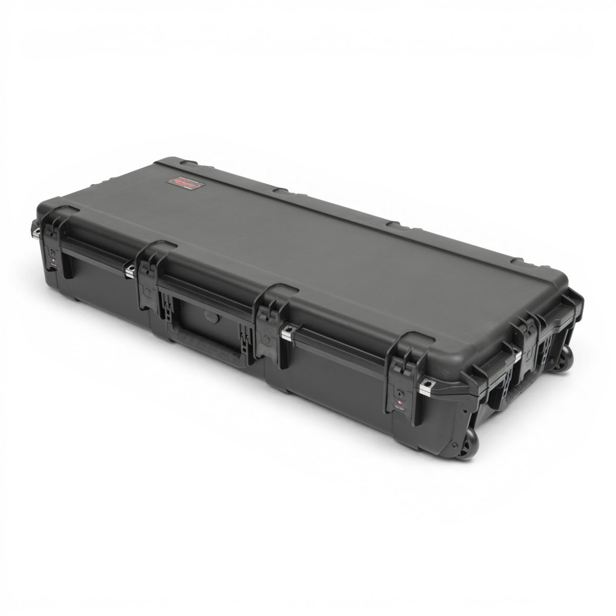 SKB Cases iSeries 61-note keyboard case in black, featuring a waterproof, military-grade hard shell with TSA latches.