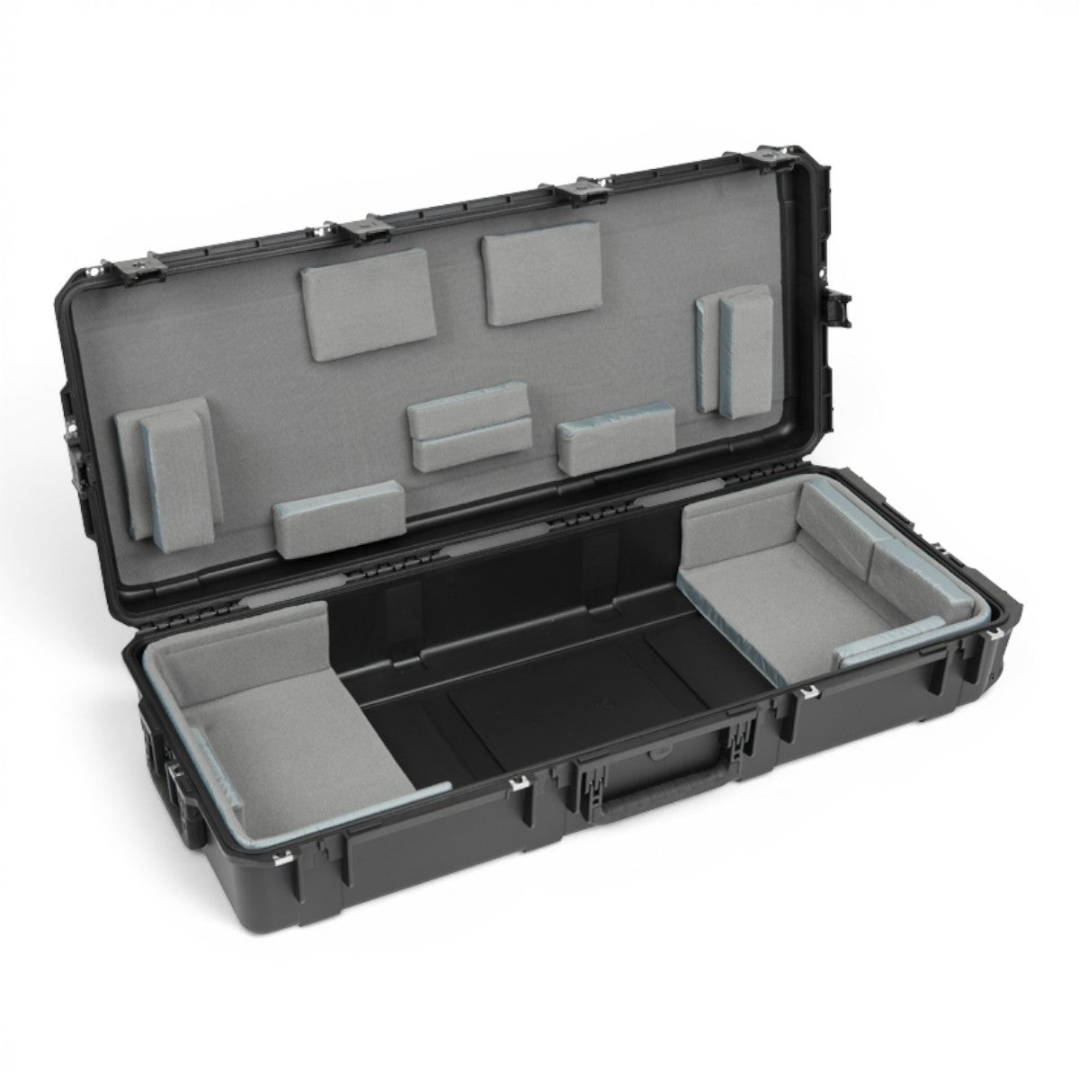 SKB Cases iSeries 61-note keyboard case in black with customizable grey Velex foam interior pads