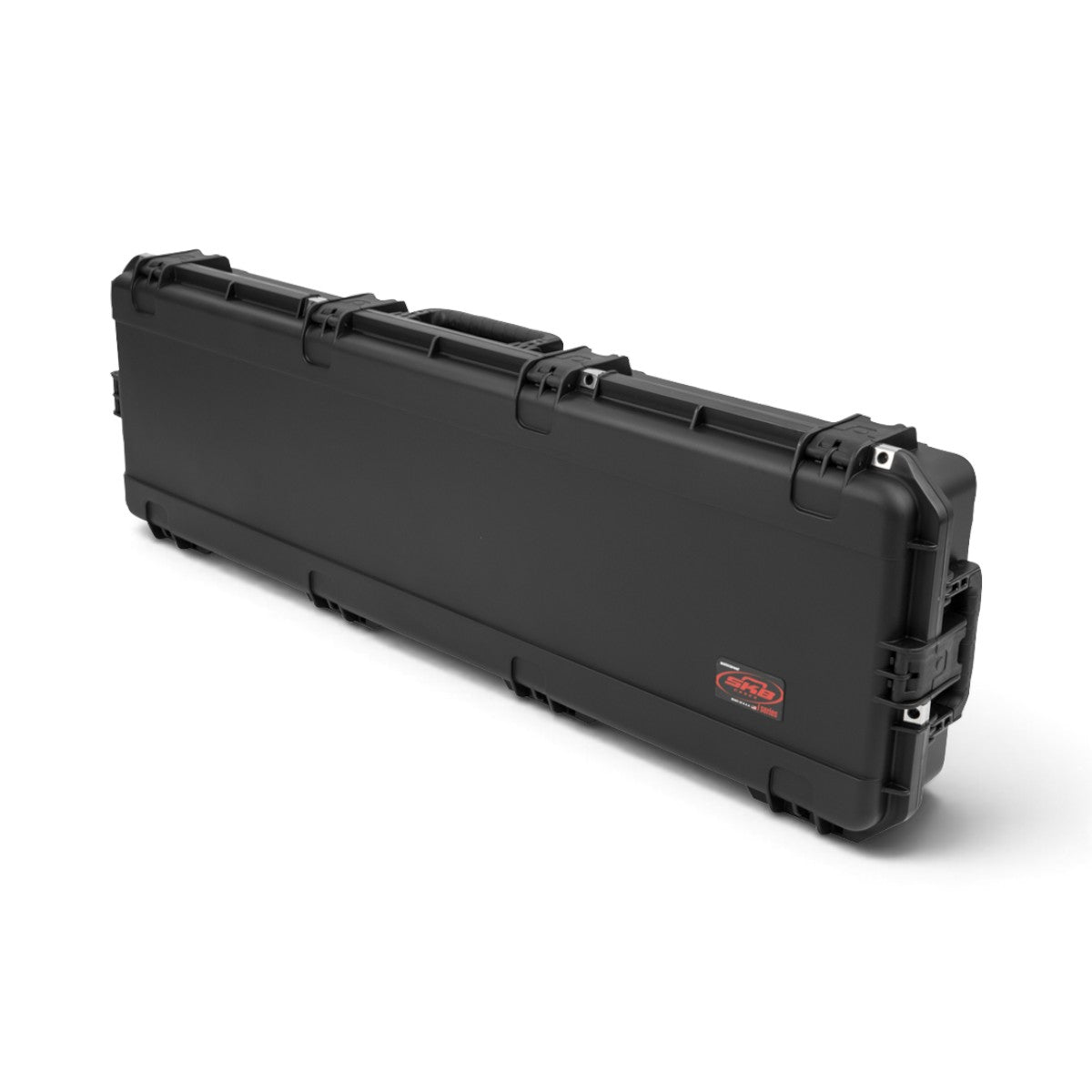 SKB Cases black injection molded iSeries hard case for M16 rifle and grenade launcher on a white background.