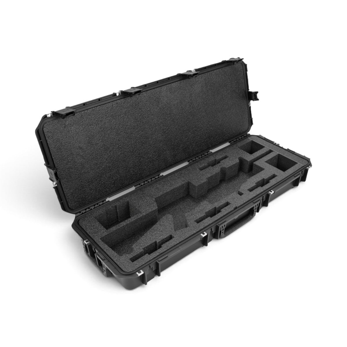 SKB Cases iSeries M16 rifle case in black with precision-cut foam interior for secure equipment transport.