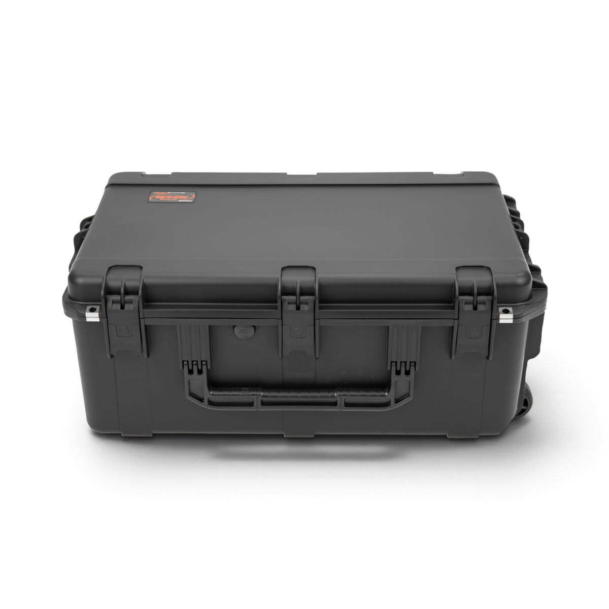 SKB Cases black injection molded iSeries 12-pack M9 pistol case with heavy-duty latches and durable exterior.