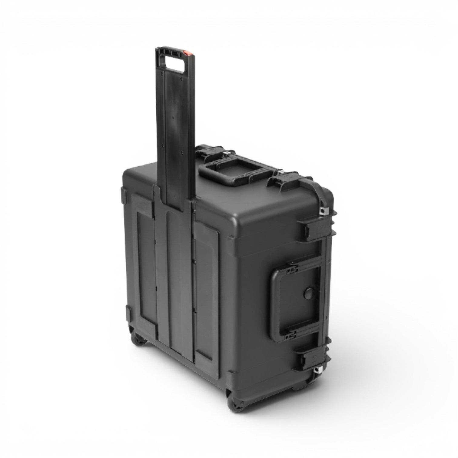 SKB Cases iSeries waterproof mixer case in black with pull-out handle and wheels for Allen & Heath Qu-5 mixers.