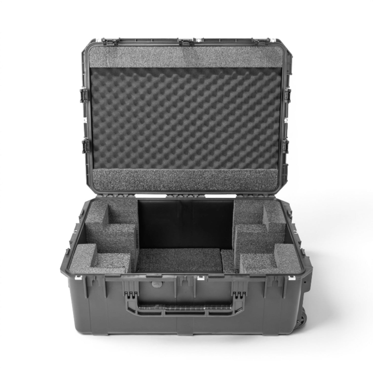 SKB Cases iSeries waterproof mixer case with custom foam interior for Allen & Heath Qu-6 and Qu-6D mixers.