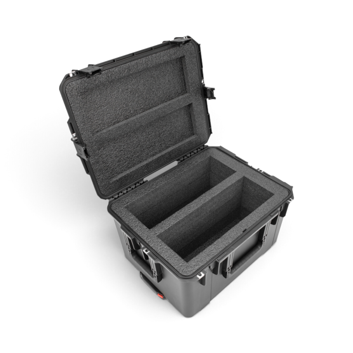 SKB Cases iSeries black injection molded field case with custom foam interior for two Motorola 6-unit radio chargers