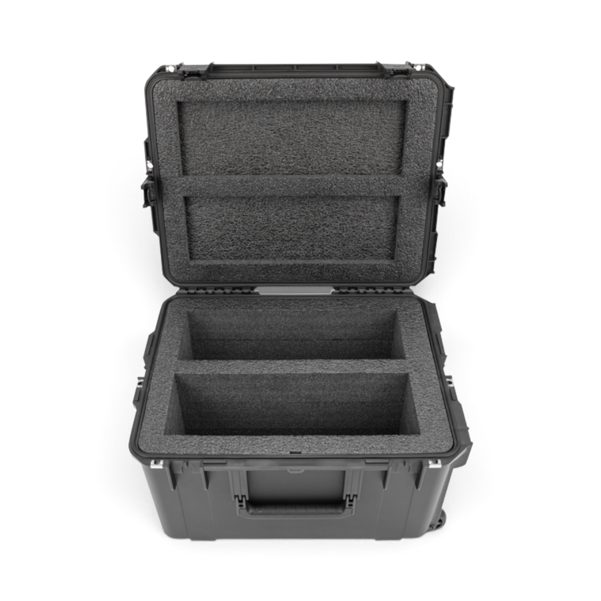 SKB Cases iSeries black injection molded protective case with custom foam interior for two Motorola radio chargers