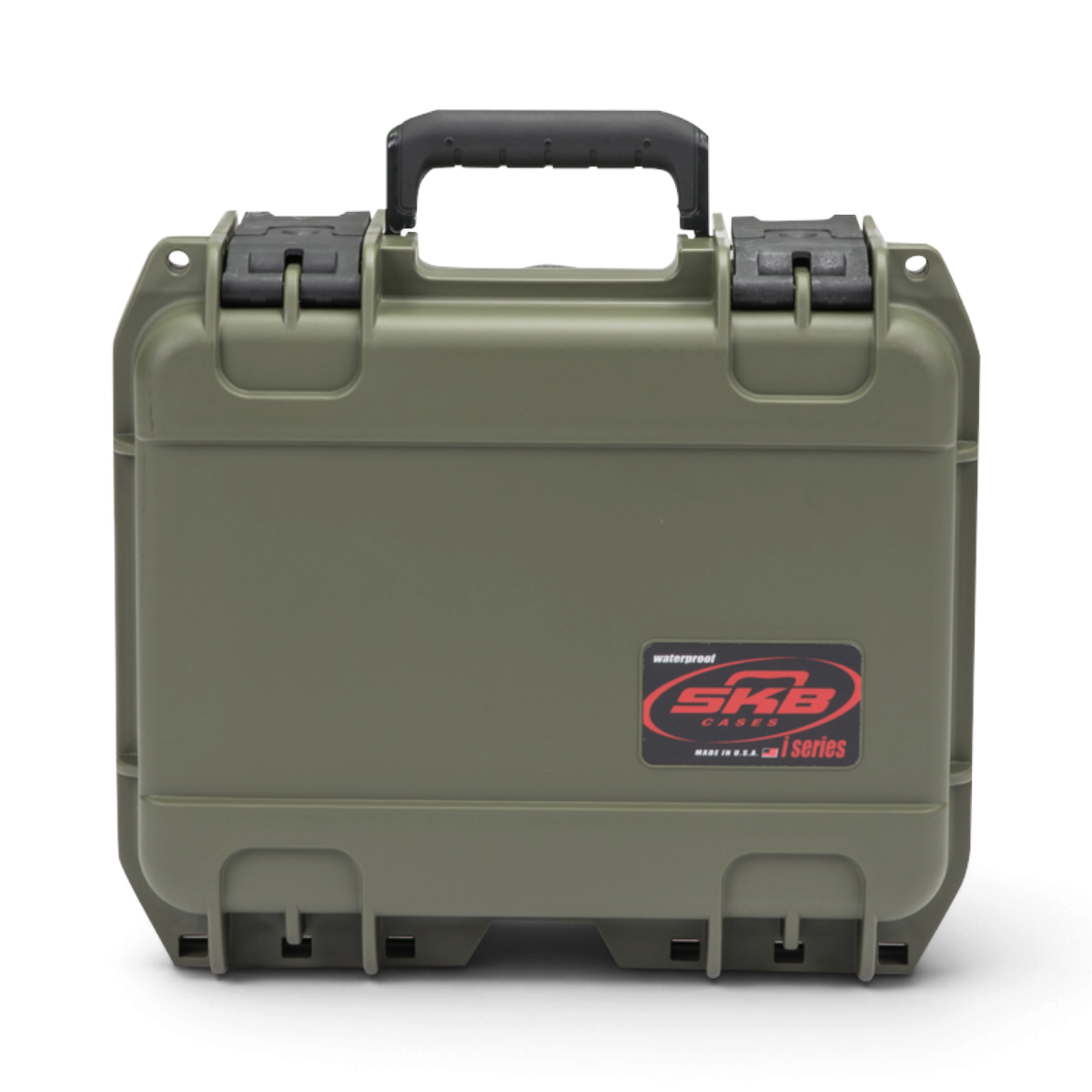 SKB Cases iSeries 1209-4 waterproof injection molded case in OD green with trigger latches and rubber grip handle