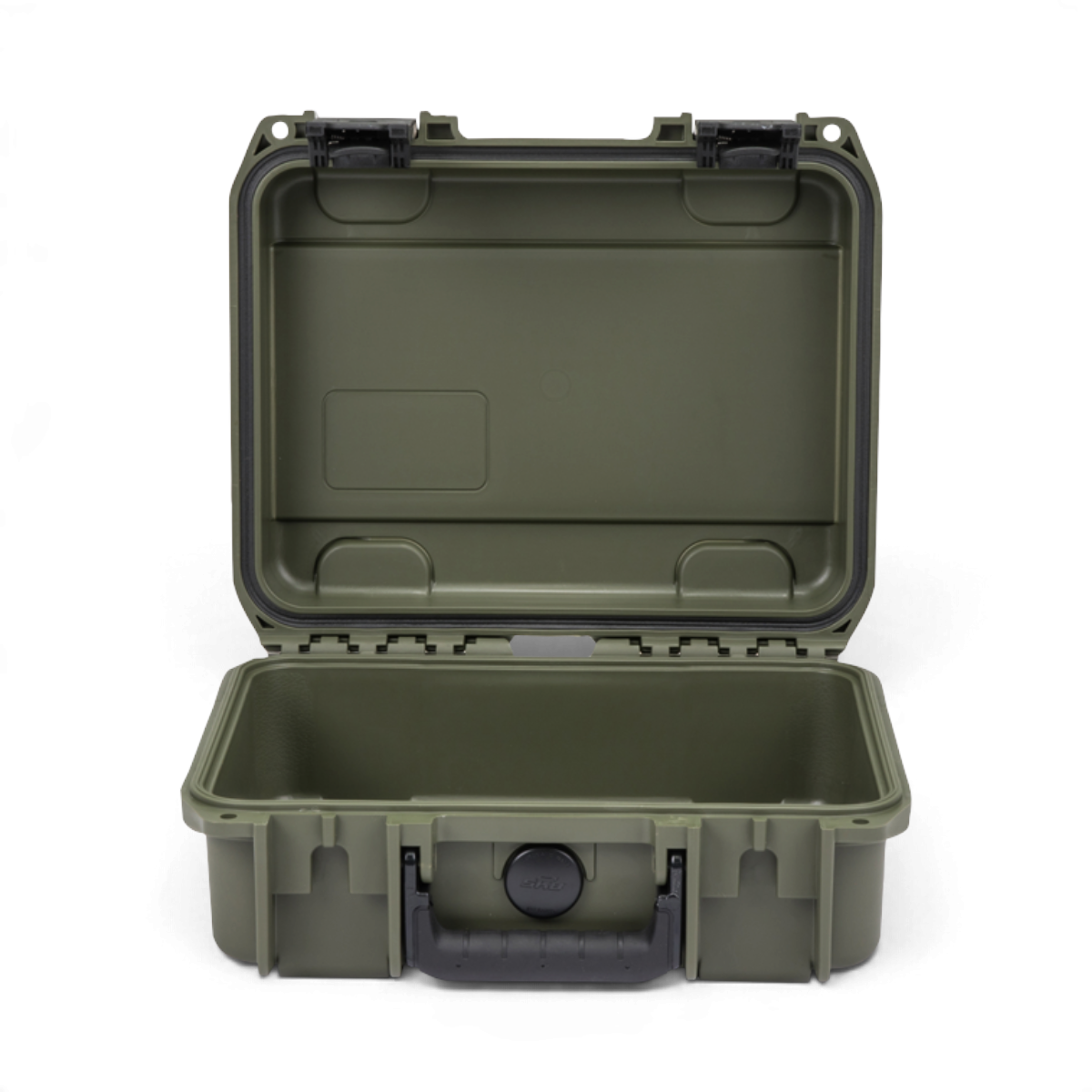 SKB Cases iSeries 1209-4 waterproof injection molded case in OD green with a durable latch and handle system.