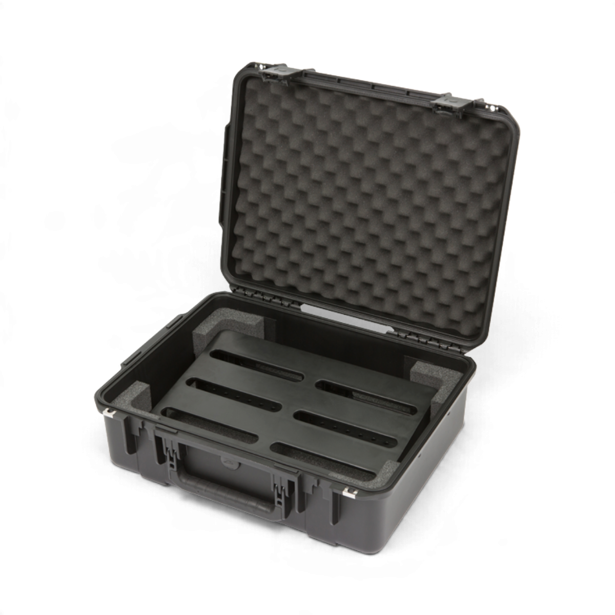 SKB Cases iSeries 2015-7 waterproof hard case with an internal 1SKB-PB1712 non-powered pedalboard and foam lining.