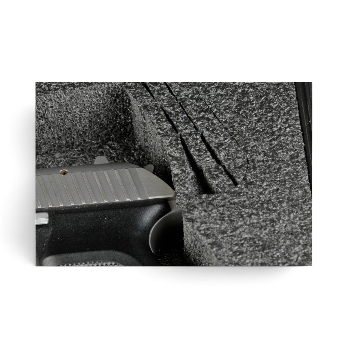 SKB Cases iSeries 1006-3 pistol case interior featuring custom high-density foam cutout for a single handgun