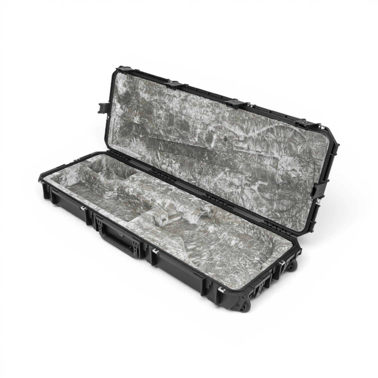 SKB Cases iSeries waterproof PRS guitar flight case with black exterior and platinum plush interior lining.