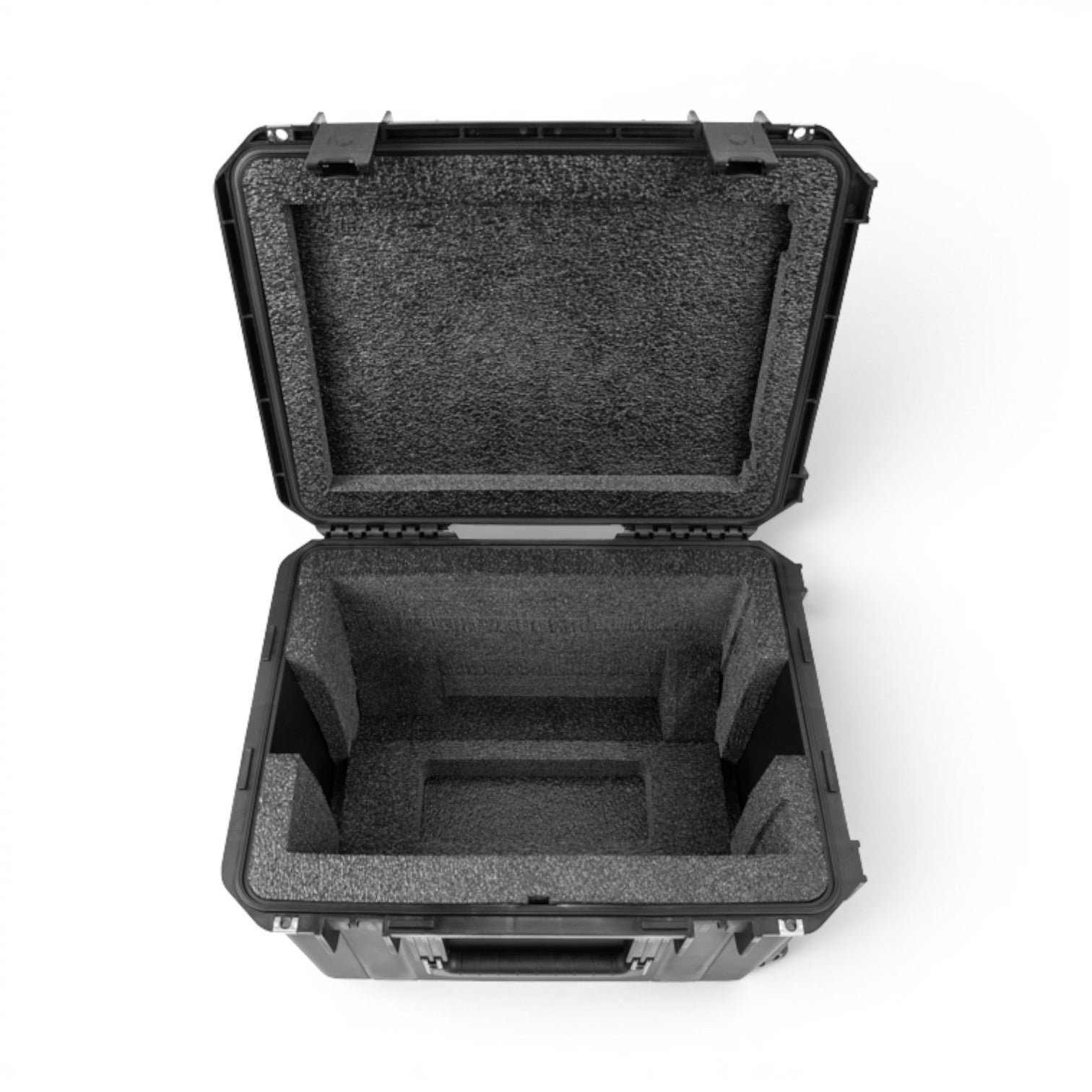 SKB Cases iSeries waterproof hard case with custom foam interior for QSC CB10 speaker, open top view.