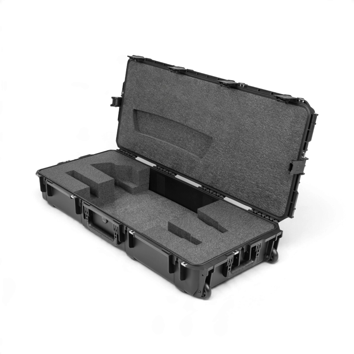 SKB Cases iSeries waterproof hard case for QSC KC12T and KC-SP32 speakers with custom foam interior and wheels