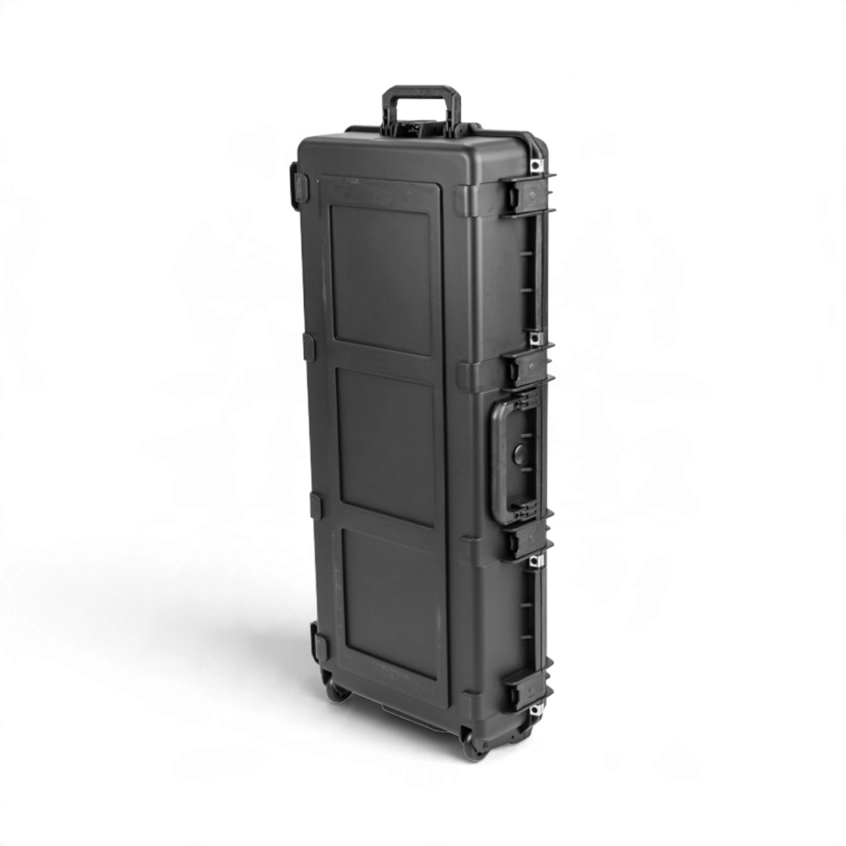 SKB Cases iSeries waterproof hard case for QSC KC12T and KC-SP32 speakers in black with wheels and trigger latches.