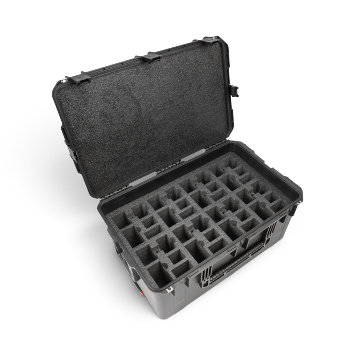 SKB Cases iSeries waterproof radio case with precision foam interior for eight Motorola APX radios in black.