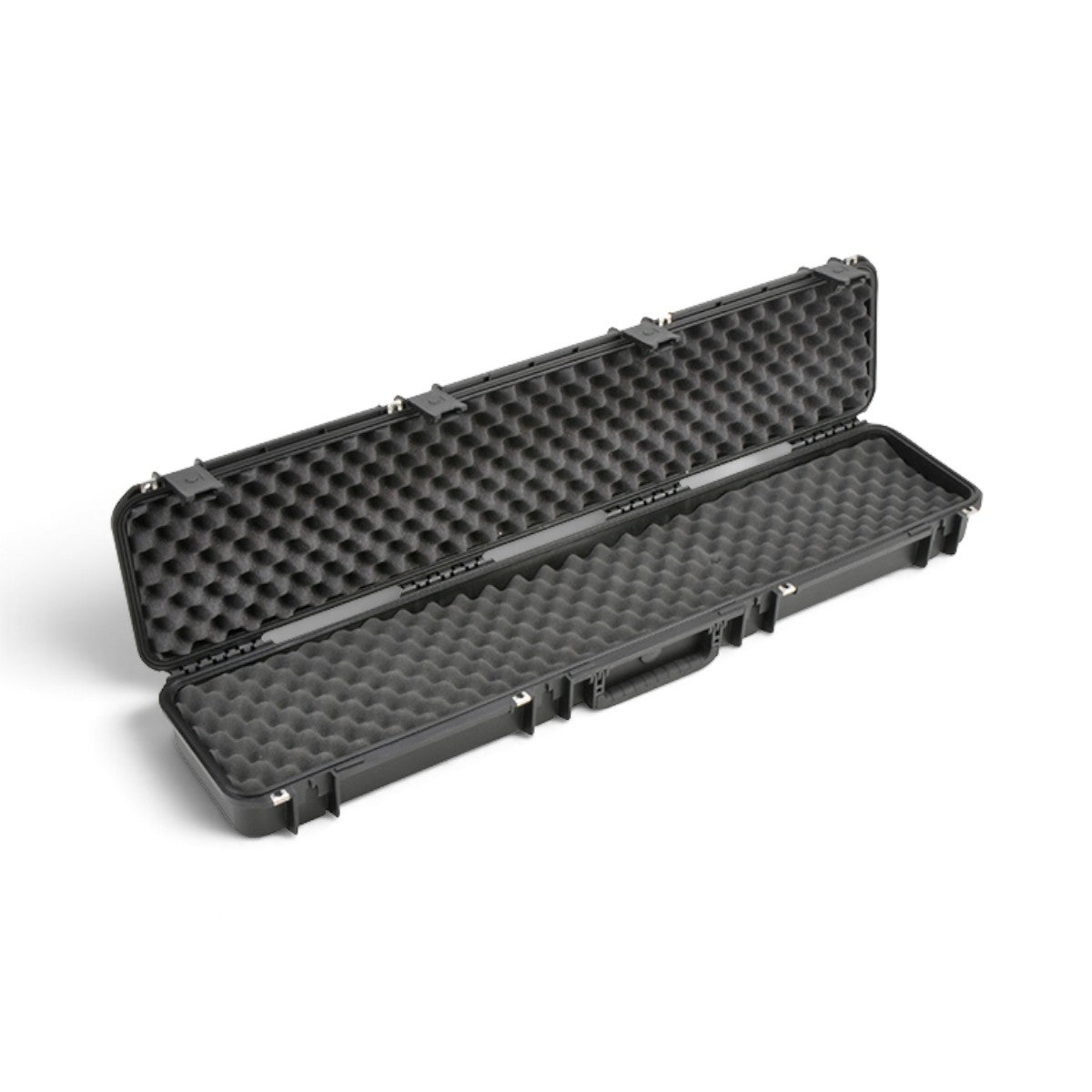 SKB Cases iSeries 4909-5 black waterproof rifle case with open lid and convoluted foam interior padding