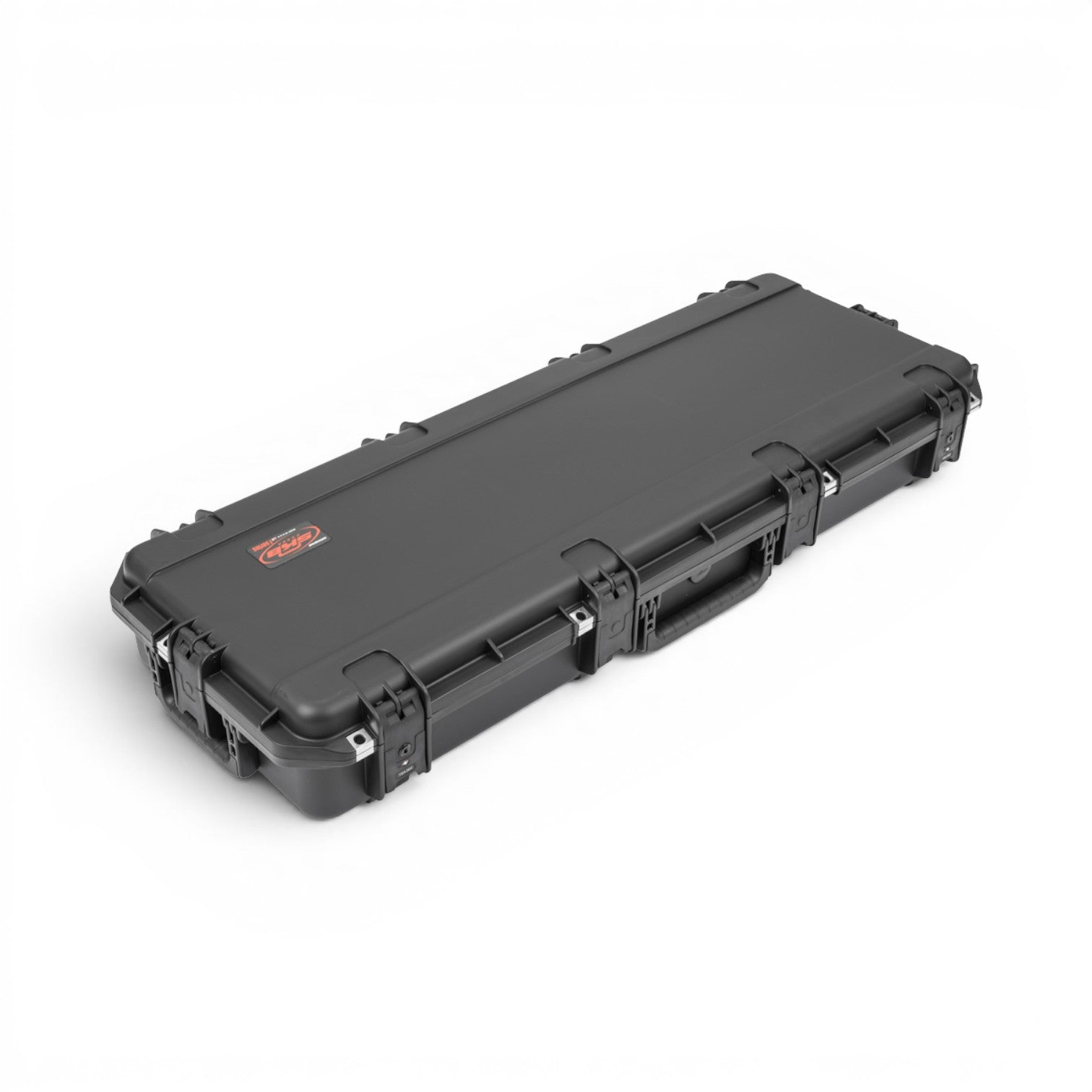 SKB Cases iSeries waterproof guitar flight case for SG style guitars in black with heavy-duty latches and handle