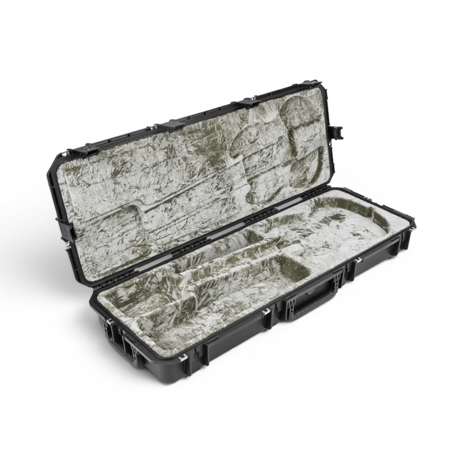 SKB Cases iSeries waterproof guitar flight case for SG style guitars with a platinum plush interior and TSA latches.
