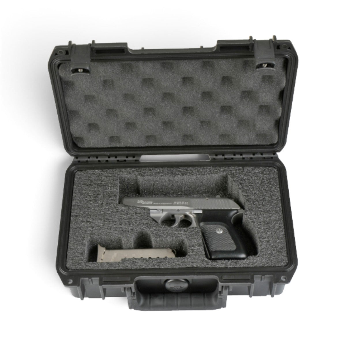 SKB Cases iSeries 1006-3 waterproof single pistol case with custom high-density foam interior and handgun storage.