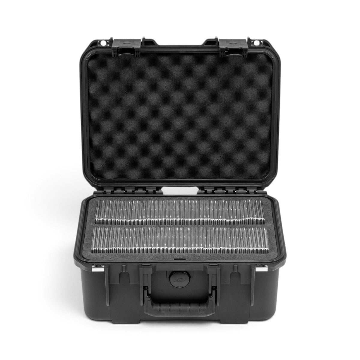 SKB Cases iSeries Slab 90 waterproof black hard case filled with organized trading card slabs and foam interior