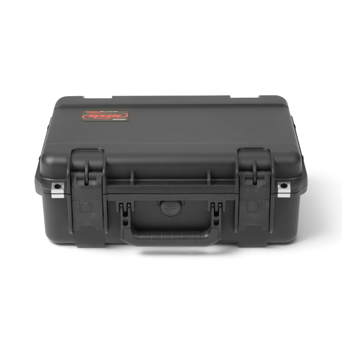 SKB Cases iSeries waterproof hard case for Starlink Mini antenna in black with secure latches and carry handle.