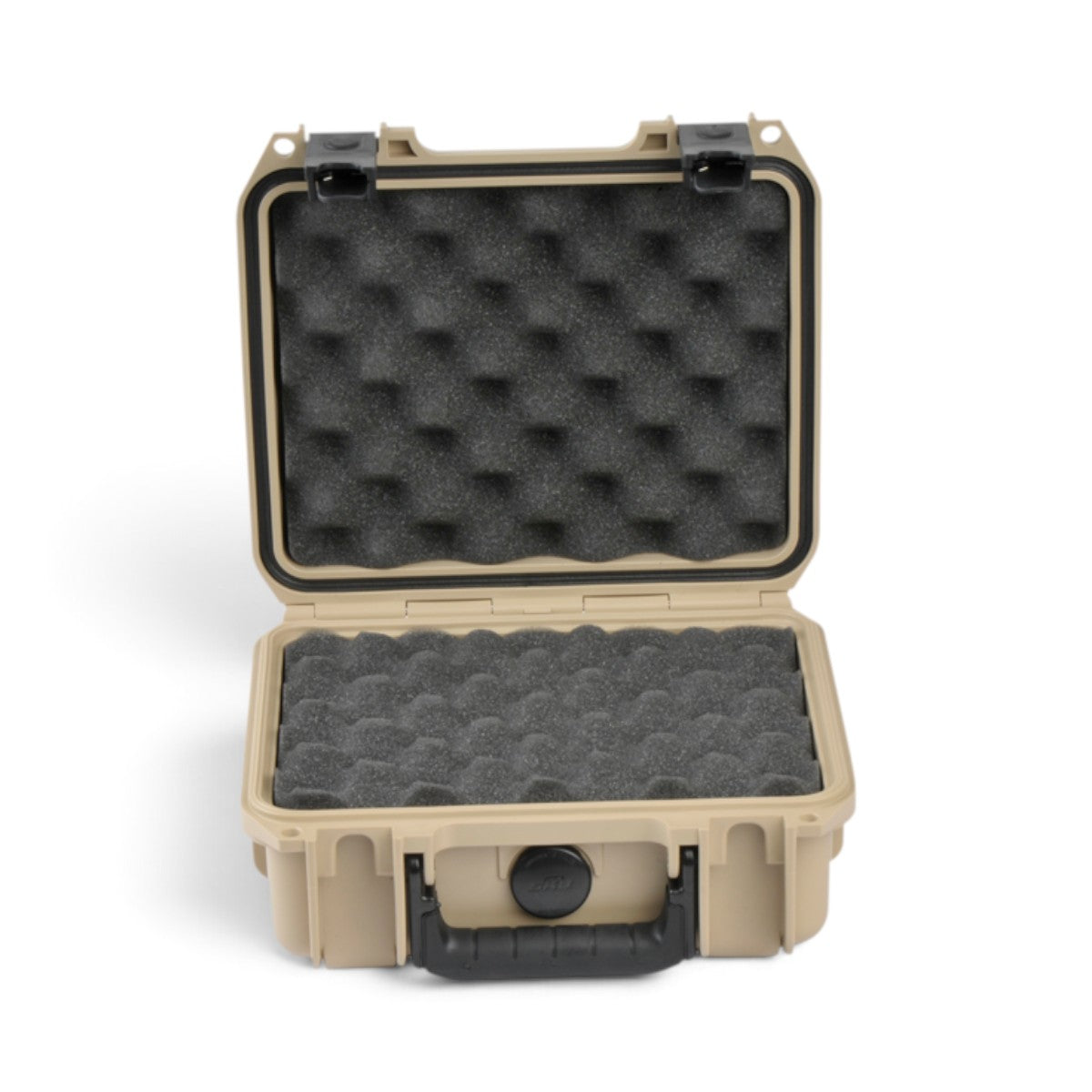 SKB Cases iSeries 0907-4 waterproof tan hard case with open lid and protective grey egg-crate foam interior