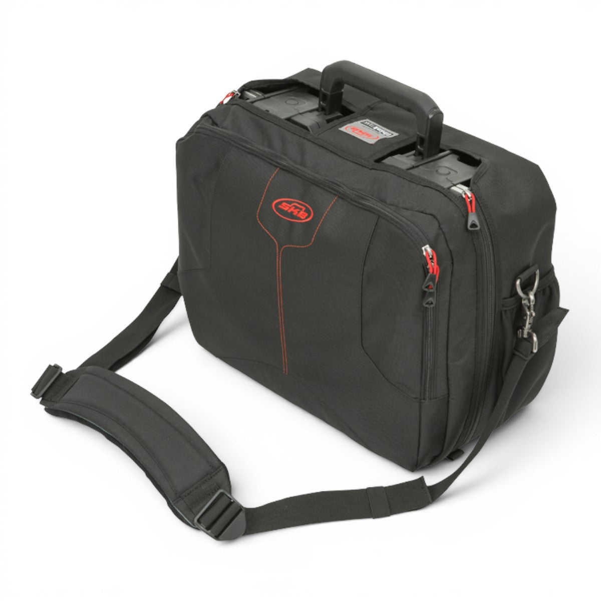SKB Cases iSeries 1510-6 black protective case cover with Think Tank design, shoulder strap, and external pockets.