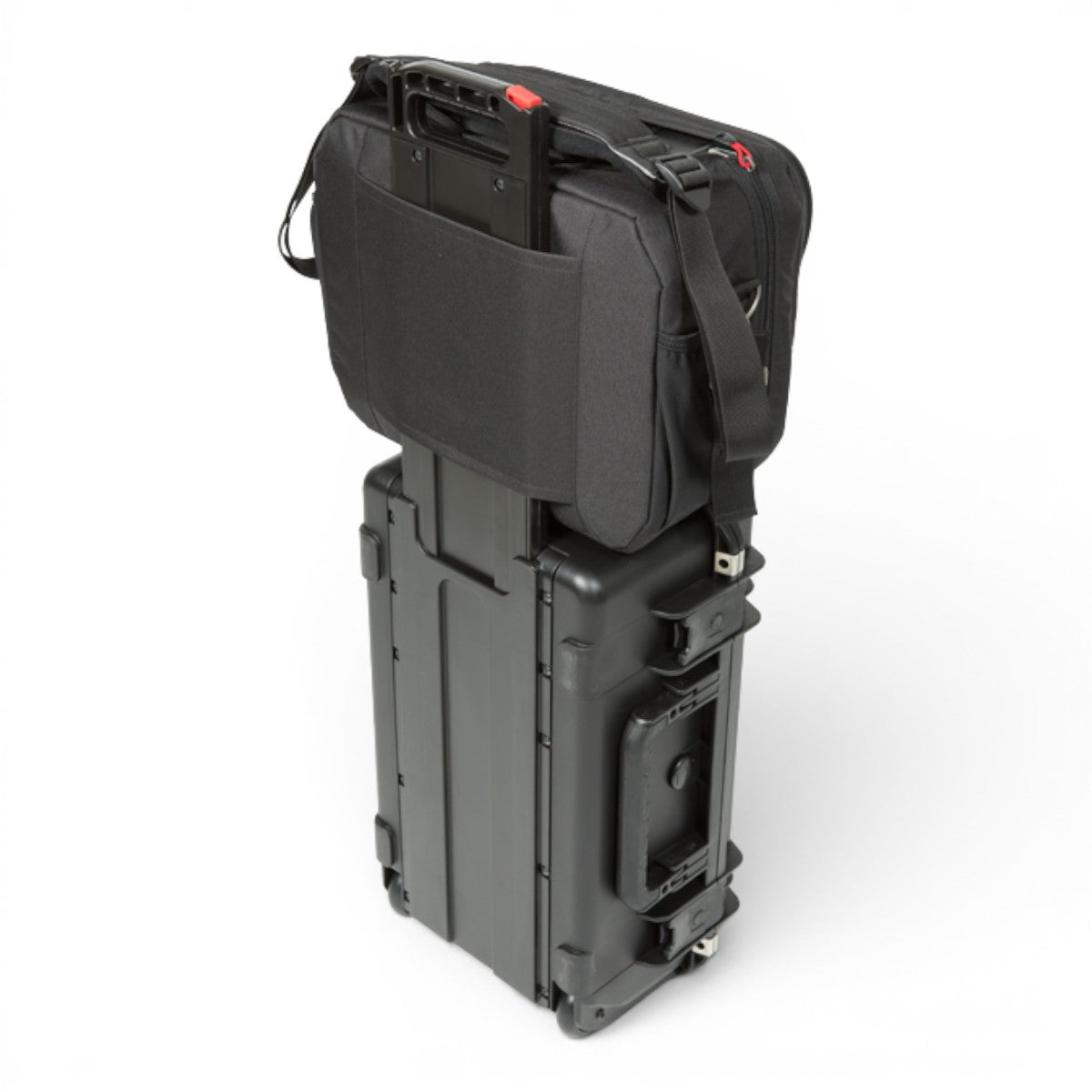 SKB Cases iSeries 1309-6 black protective case with Think Tank designed cover featuring a luggage handle pass-through.