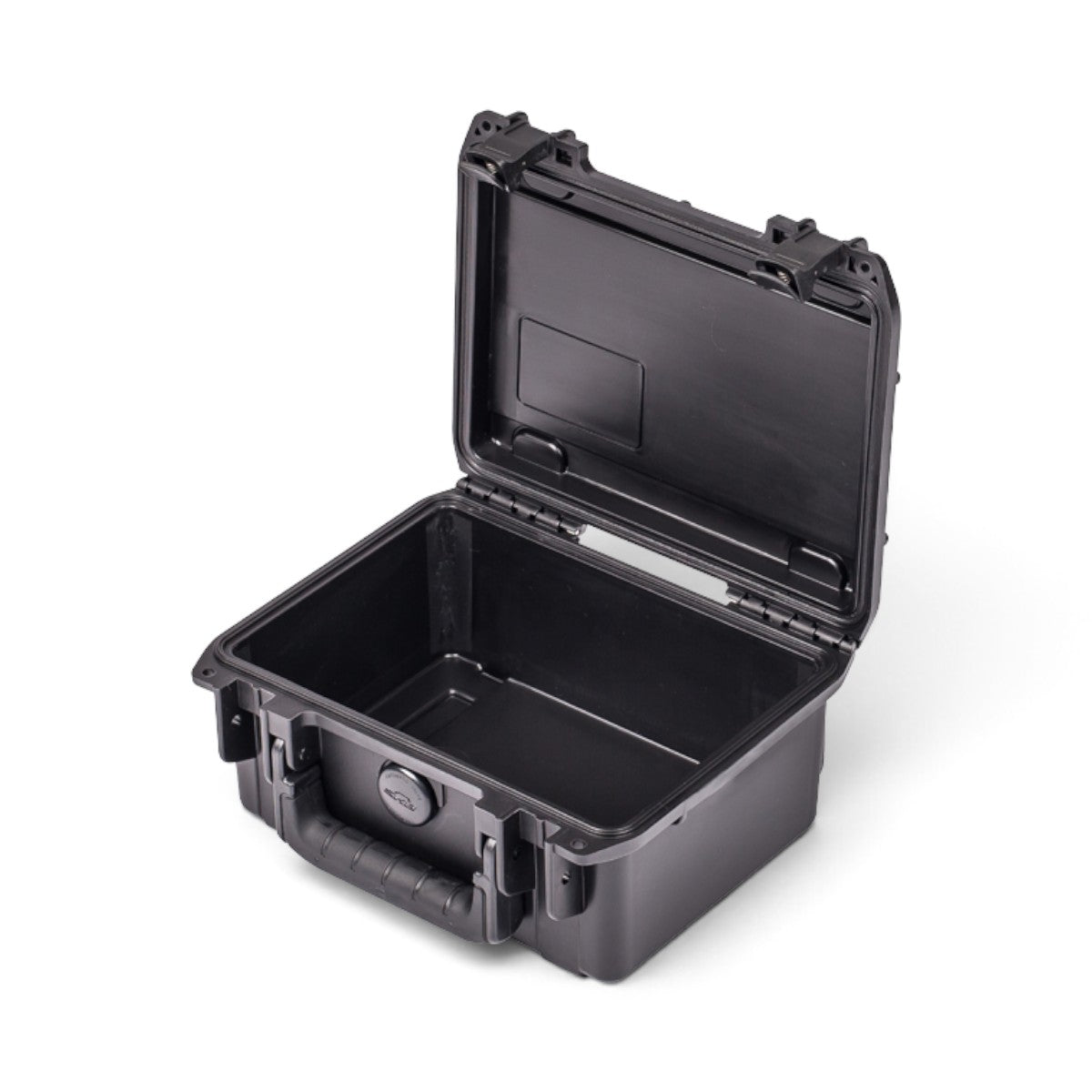 SKB Cases iSeries 0806-3 waterproof black polypropylene equipment case with open lid and trigger latch system.